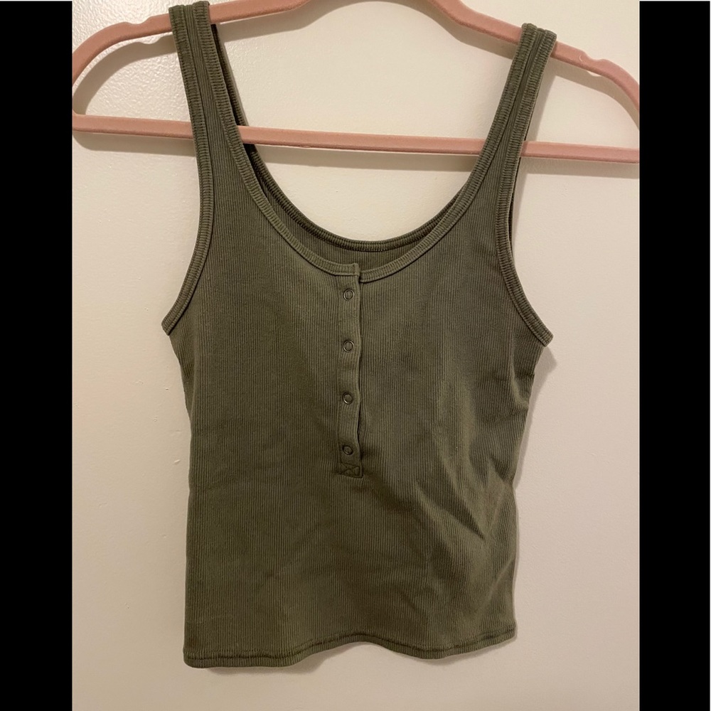 Abercrombie & Fitch dark green Henley tank